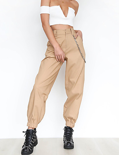 Mujer Basico Chic De Calle Pantalones Tipo Cargo Pantalones Un