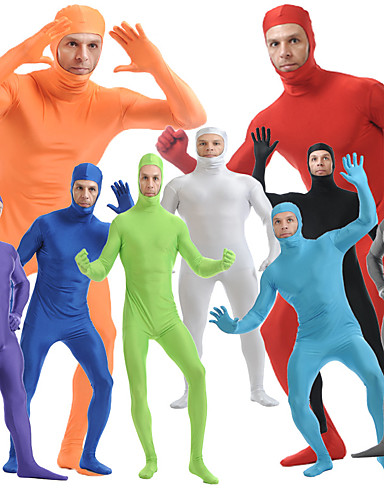 baratos Zentai-Ternos Zentai Terno de Pele Terno Corpo Inteiro Ninja Adulto Elastano Licra Fantasias de Cosplay Gênero Homens Mulheres Sólido Dia Das Bruxas / Collant / Pijama Macacão / Fantasia Zentai