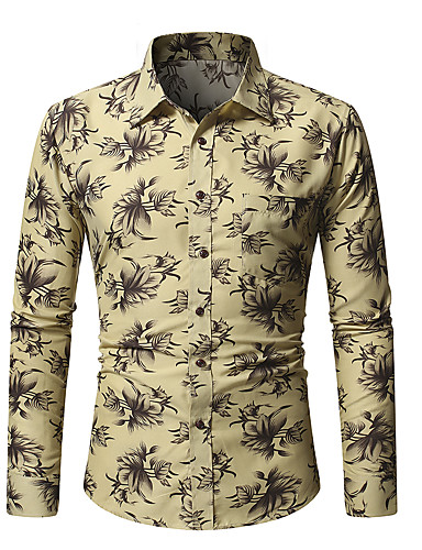 Men's Daily Basic Shirt - Floral Print Black 7682293 2019 – $11.99