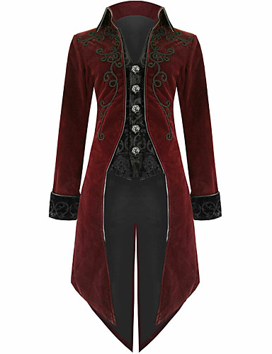 [$50.39] Men's Blazer, Color Block Shirt Collar Polyester Wine