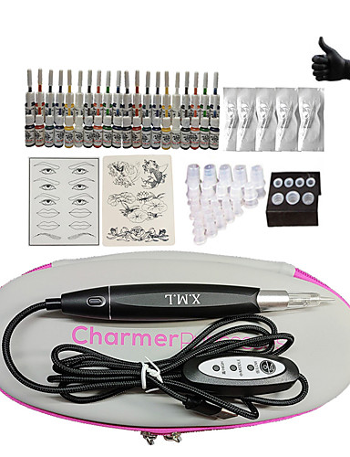 baratos Tatuagens e Arte Corporal-BaseKey Máquina de tatuagem Conjunto de Principiante - 1 pcs máquinas de tatuagem com 40 x 5 ml tintas de tatuagem, Profissional, Baixo Ruido, Melhor qualidade Liga de Alúminio Tomada de Potência