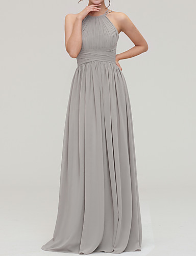 gray chiffon halter dress