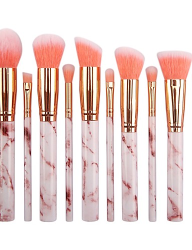 baratos Pincéis de Maquiagem-Profissional Pincéis de maquiagem 10pçs Macio Novo Design Cobertura Total Adorável Confortável Plástico para Conjunto de maquiagem Acessórios para Maquiagem Pincéis de Maquiagem Pincel para Blush