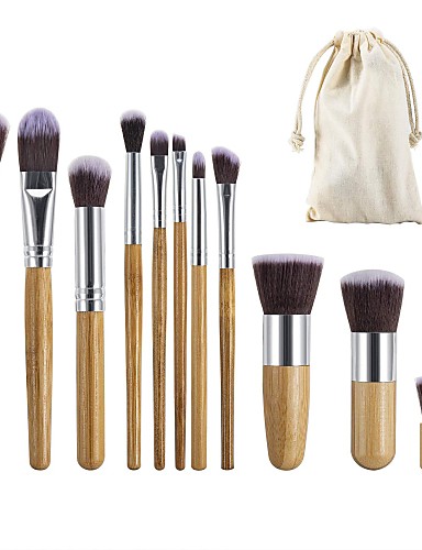 baratos Pincéis de Maquiagem-Profissional Pincéis de maquiagem 11pçs Amiga-do-Ambiente Profissional Macio Cobertura Total Confortável De madeira / bambu para Conjunto de maquiagem Acessórios para Maquiagem Pincéis de Maquiagem