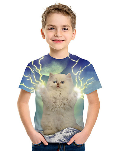 Big Cat Laser Pointers Kids Print Graphic Tee Short Sleeve T-Shirt