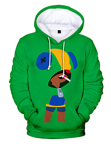 Men's Casual / Halloween Hoodie - 3D / Cartoon / Character Green US32