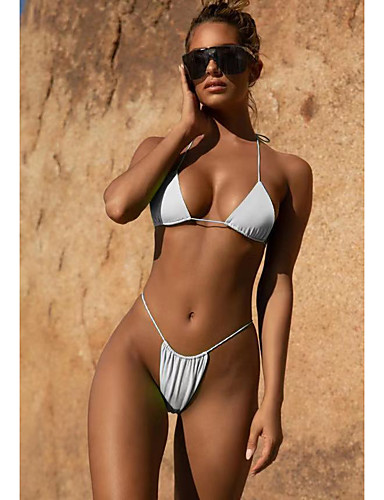 Women's Basic Black White Purple Bandeau Cheeky High Waist ...