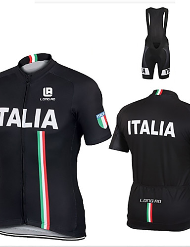 Black Color Mens Cycling Jersey Bib Pant Set Long Sleeve Mens Cycling Jersey Set