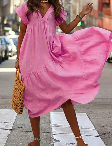 red dress with white cardigan