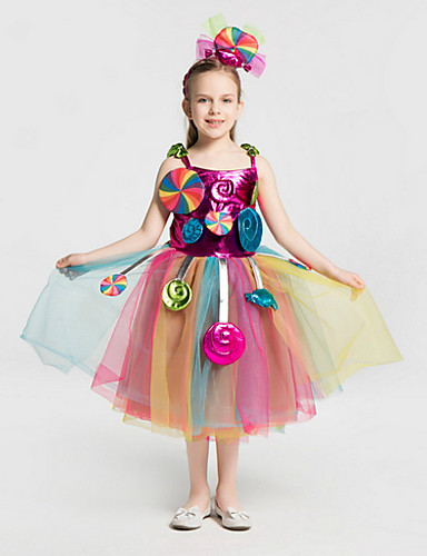 baratos Pré-Liquidação-Infantil Para Meninas Estampa Colorida Vestido Vermelho