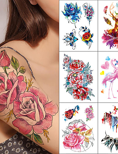 baratos Tatuagens e Arte Corporal-1 pcs Tatuagens temporárias Impermeável / Segurança / Melhor qualidade Rosto / Corpo / Mãos Adesivo de Transferência de Água Tintas para Pintura Corporal