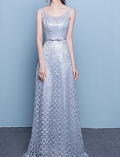 A Line Jewel Neck Floor Length Polyester Elegant 