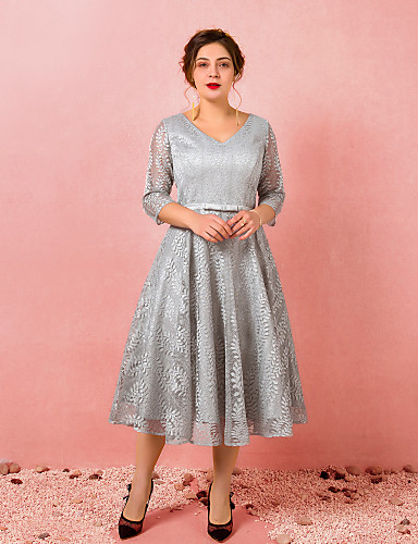 plus size tea length dresses with sleeves