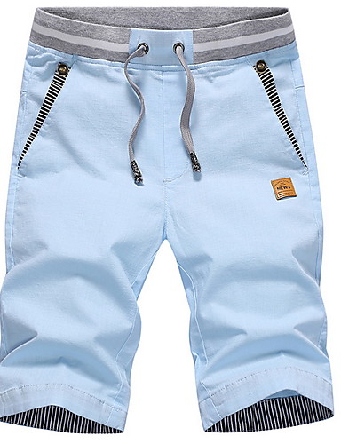 Bermuda Men‘s Basic Shorts Pants - Solid Colored Yellow Navy Blue Light ...