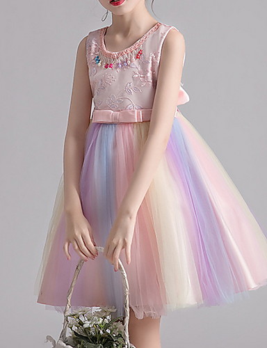 baratos Pré-Liquidação-Infantil Para Meninas Estampa Colorida Vestido Rosa