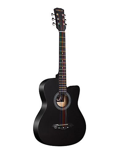 baratos Instrumentos de Corda-Guitarra De madeira Ferramentas profissionais 38 Inch Black Acoustic Instrumento musical profissional para iniciantes e jovens estudantes