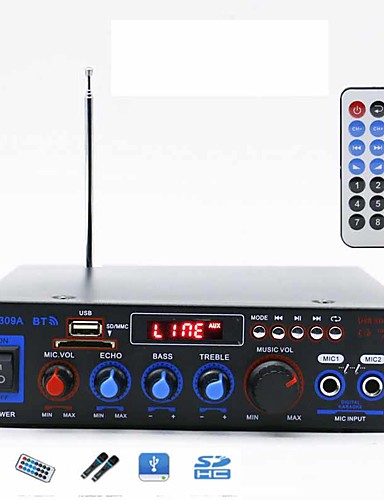 baratos Amplificadores &amp; Efeitos-Amplificador de potência Digital Áudio Estéreo Hi-Fi 50+50 2.0 BT-309A 80 para alto-falantes do carro Home Theater DIY