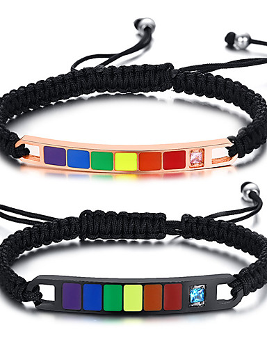 baratos Fantasias, Acessórios e Bijuterias-Pulseira Arco-Íris Aço Inoxidável Para Orgulho LGBT Cosplay Homens Mulheres Jóias de fantasia Jóias da moda