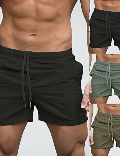 baratos Surfe, Mergulho &amp; Snorkeling-Homens Shorts de Natação Calção Justo de Natação Calças Respirável Secagem Rápida Com Cordão - Natação Praia Esportes Aquáticos Sólido Verão / Micro-Elástica