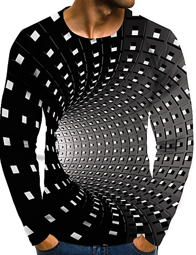 Men S T Shirt Graphic Optical Illusion Plus Size Print Long Sleeve