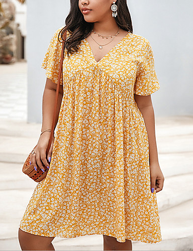 yellow and blue plus size dress