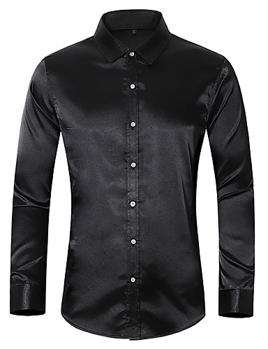 silk satin shirt men 2019 casual long sleeve slim fit mens dress shirts ...
