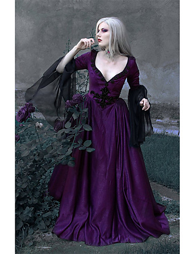 women purple patchwork v neck elegant lace dresses