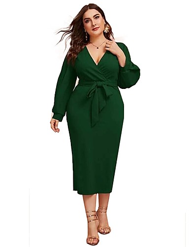 lantern sleeve plus size dress