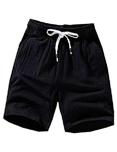 mens Cotton beach shorts solid mid waist drawstring casual 5.5 Inch ...