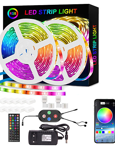 2x32.8FT Olafus LED Strip Lights 20M with Remote 44 Keys 30 LEDs/M Dimmable Color Changing lighting strip for Bedroom Party Festival 5050 RGB LED Lights Strip