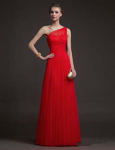 red one shoulder bridesmaid dresses