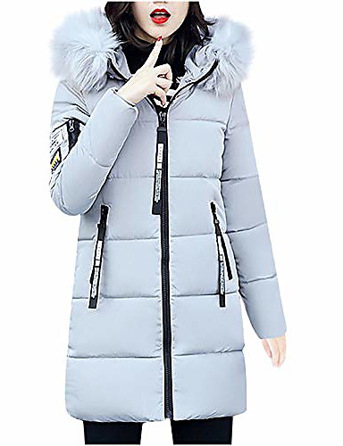 Women's Puffer Jacket Street Fall Winter Long Coat Regular Fit Warm Basic Casual Jacket Long Sleeve Solid Color Pocket powder Bean Green Spring