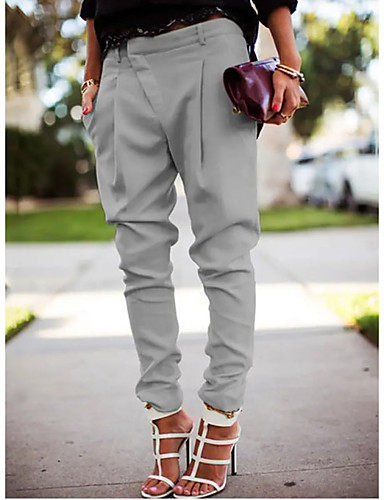 Hip Hop Womens Street Loose Trousers Leisure Patchwork Asymmetric Harem Pants L 
