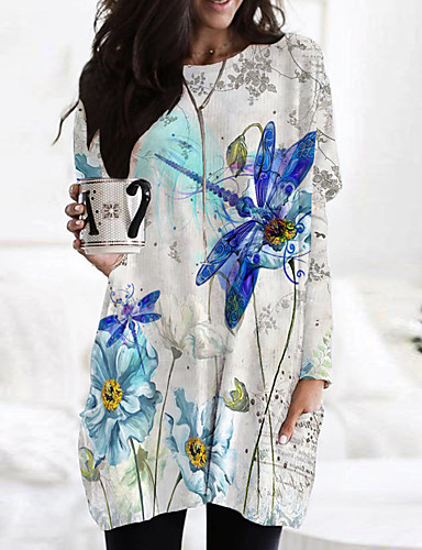 Womens Elegant Casual T Shirt Dress Tie Waist Lantern Long Sleeve Autumn Winter Dresses 822