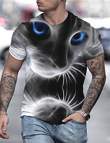 Men's Tee T shirt Shirt 3D Print Cat Graphic Animal Plus Size Print ...