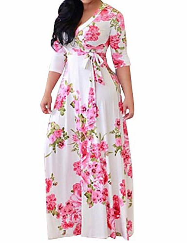 white floral maxi dress long sleeve