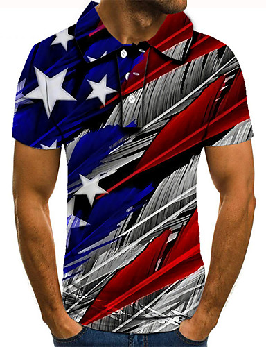 Herren Golfhemd Tennishemd 3d Druck Grafik Drucke Amerikanische Flagge Button Down Kurzarm Strasse Oberteile Freizeit Modisch Cool Blau Sport 8588189 2021 10 99