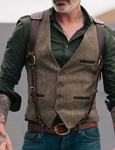 Solovedress Mens Vintage Classic Wolle Anzugweste Formale Regular Fit Weste Anzug Weste für Hochzeit Groomsmen(Army Green,XS