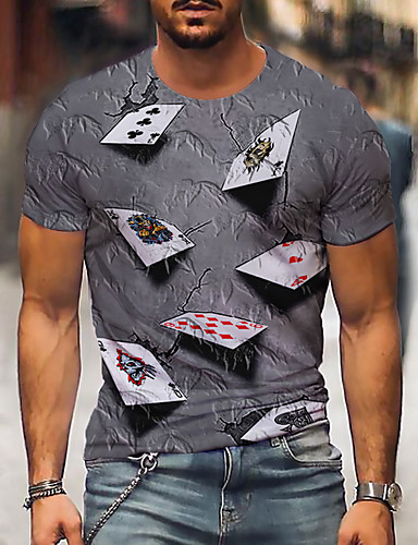 Domple Men Floral Printed Casual Summer Relaxed Fit Poker Plus Size Shirt Tops Tee