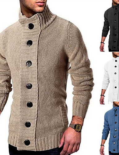 Coolred-Men Fashion Horn Button Turtleneck Baggy Style Sweater Tops