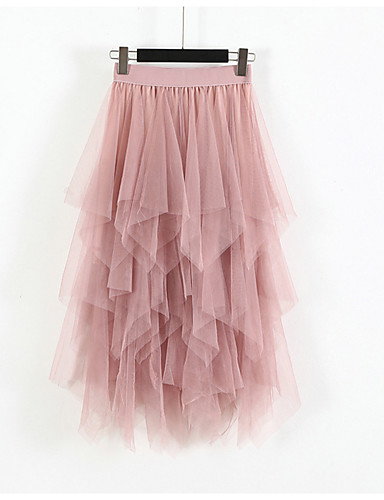 Women’s Elegant & Luxurious Princess Lolita Swing Knee Length Skirts Party / Evening Cocktail Party Solid Colored Layered Almond Blushing