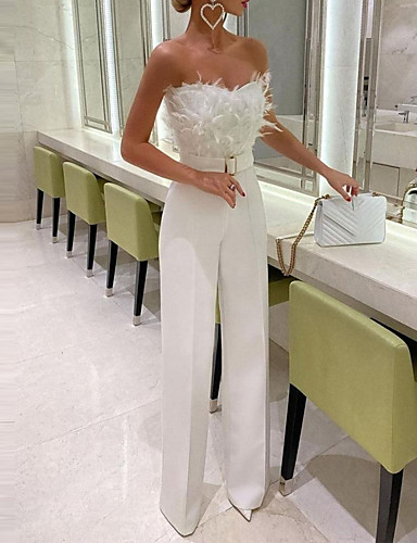 Women's Party Elegant Sexy Evening Party High Waist White Jumpsuit ...