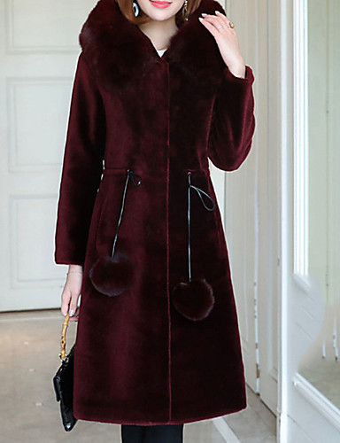 Limsea Women Overcoat Cardigan Luxury Faux Fur Coat Hooded Solid Color Long Open Front Warm 