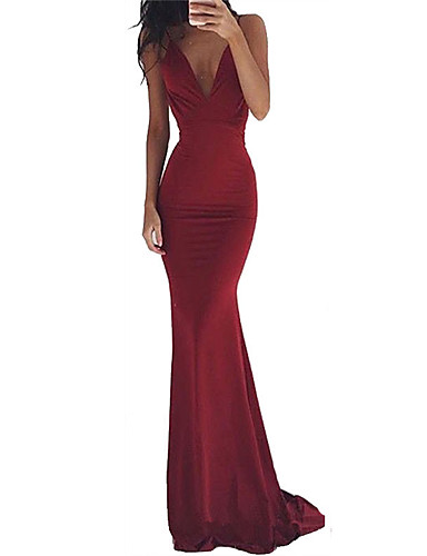 Mujer Vestido tubo Vestido largo maxi Azul Piscina Blanco Negro Rosa Vino  Rojo Sin Mangas Color sólido Espalda al Aire Otoño Verano Escote en Pico  Sensual Fiesta 2022 S M L XL