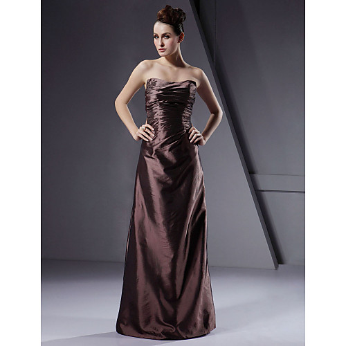 

Princess / A-Line / Sheath / Column Strapless Floor Length Taffeta Bridesmaid Dress with Ruched