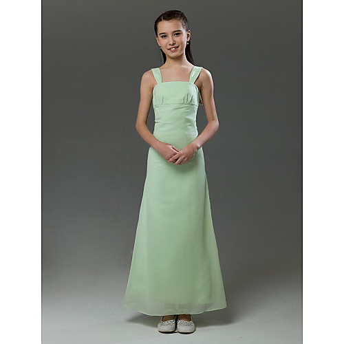 

Princess / A-Line Straps Floor Length Chiffon / Satin Junior Bridesmaid Dress with Ruffles