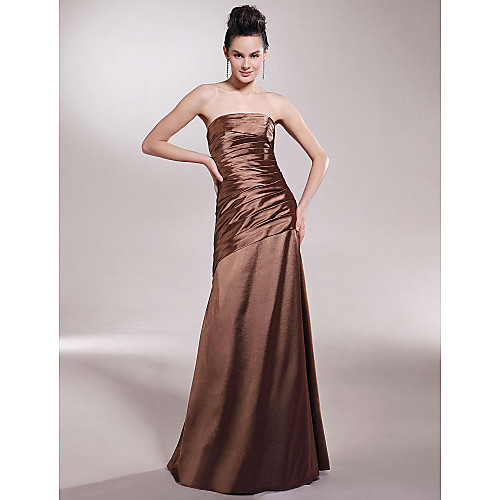 

Princess / A-Line Strapless Floor Length Stretch Satin Bridesmaid Dress with Side Draping