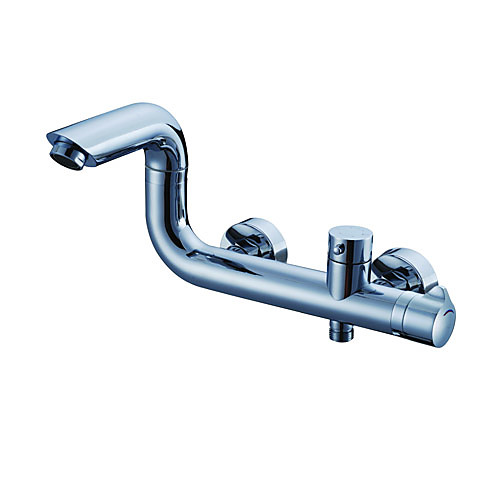 

Contemporary Centerset Wall Mount Ceramic Valve Two Holes Chrome