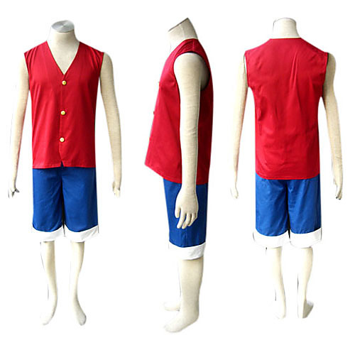 

Inspired by One Piece Monkey D. Luffy Anime Cosplay Costumes Japanese Cosplay Suits Patchwork Sleeveless Vest Shorts For Men's