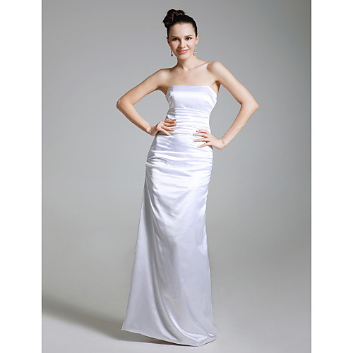 

Sheath / Column All Celebrity Styles Inspired by Golden Globe Open Back Formal Evening Military Ball Dress Strapless Sleeveless Floor Length Stretch Satin with Ruched 2021